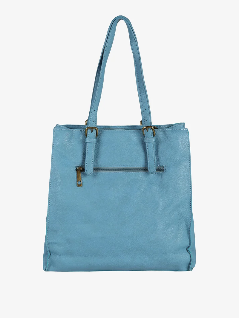 Borsa a spalla con borchie - azzurro