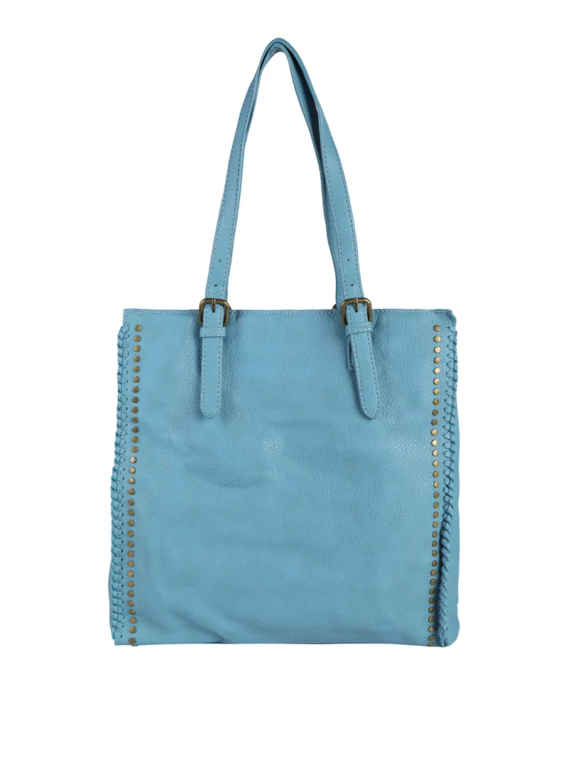 Borsa a spalla con borchie - azzurro