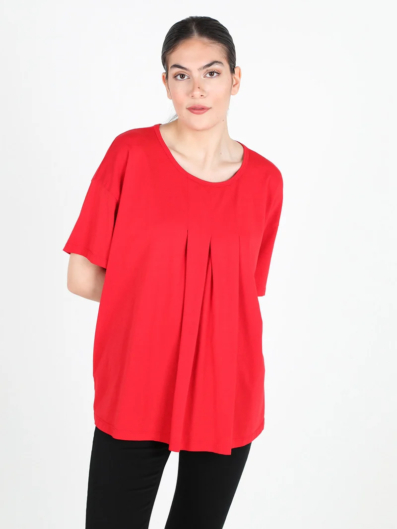 Maxi t-shirt donna oversize in cotone - rosso