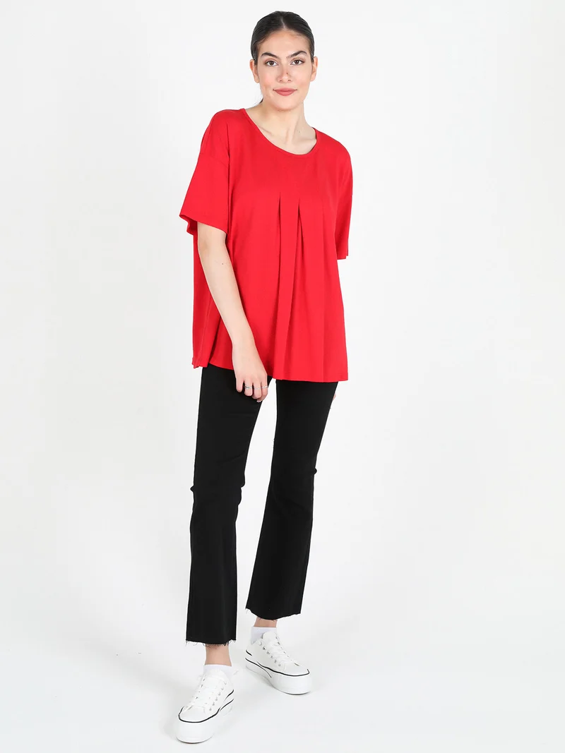 Maxi t-shirt donna oversize in cotone - rosso