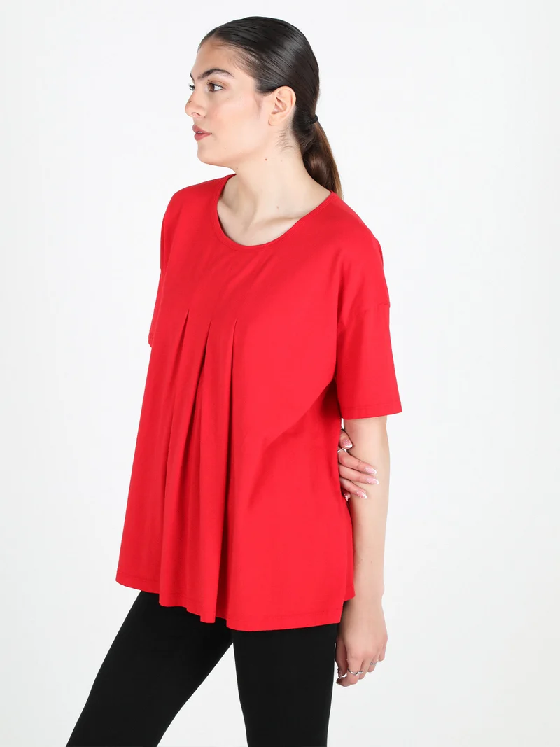 Maxi t-shirt donna oversize in cotone - rosso