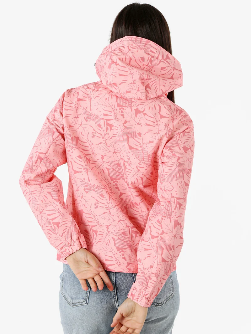 Giacca impermeabile da donna con cappuccio e zip - rosa
