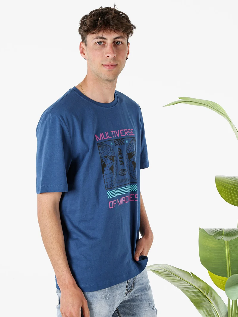 T-shirt girocollo da uomo in cotone con stampa - avion