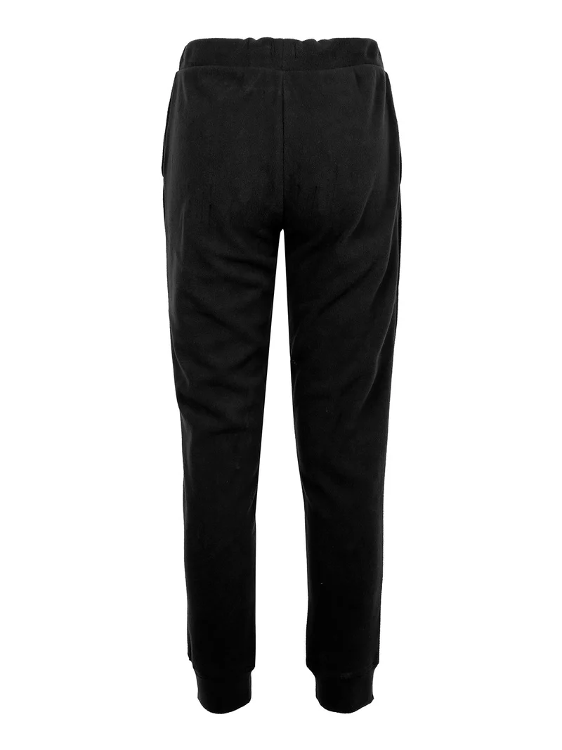 Pantaloni in pile da donna con polsini - nero