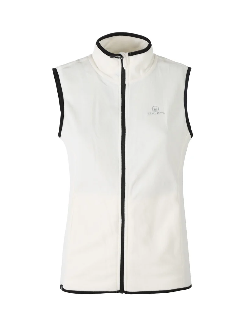 Smanicato donna in pile con zip - bianco