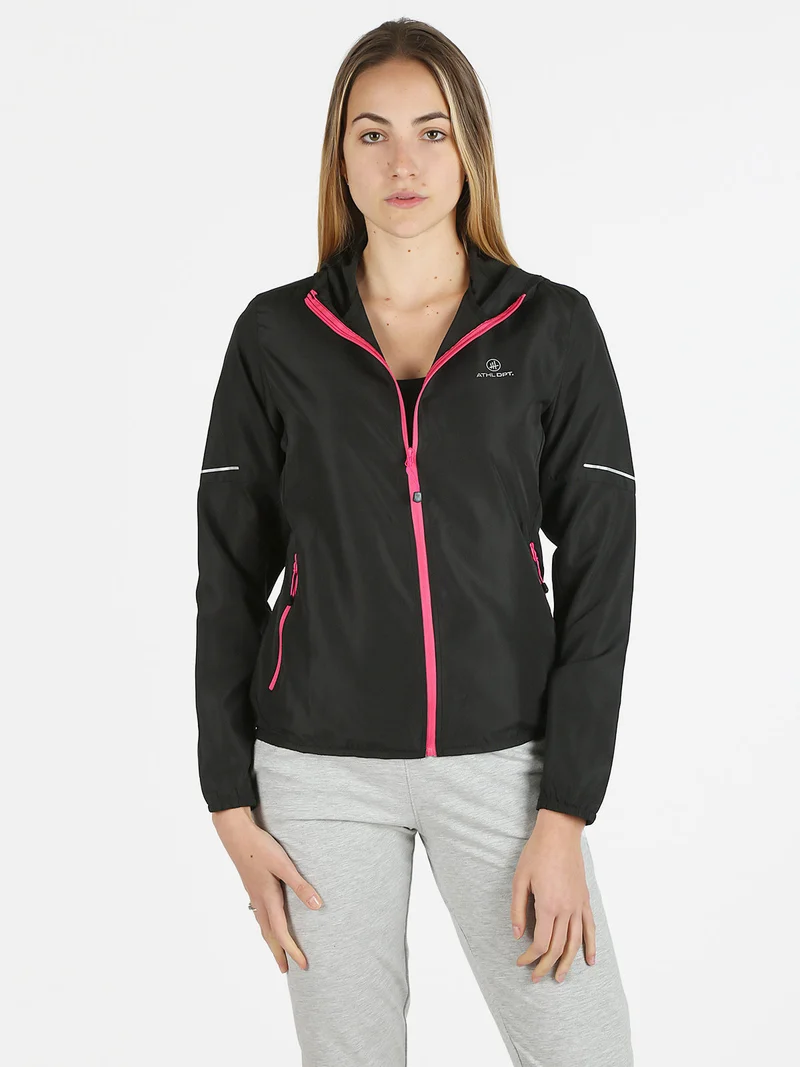 Giacca running da donna con cappuccio - nero