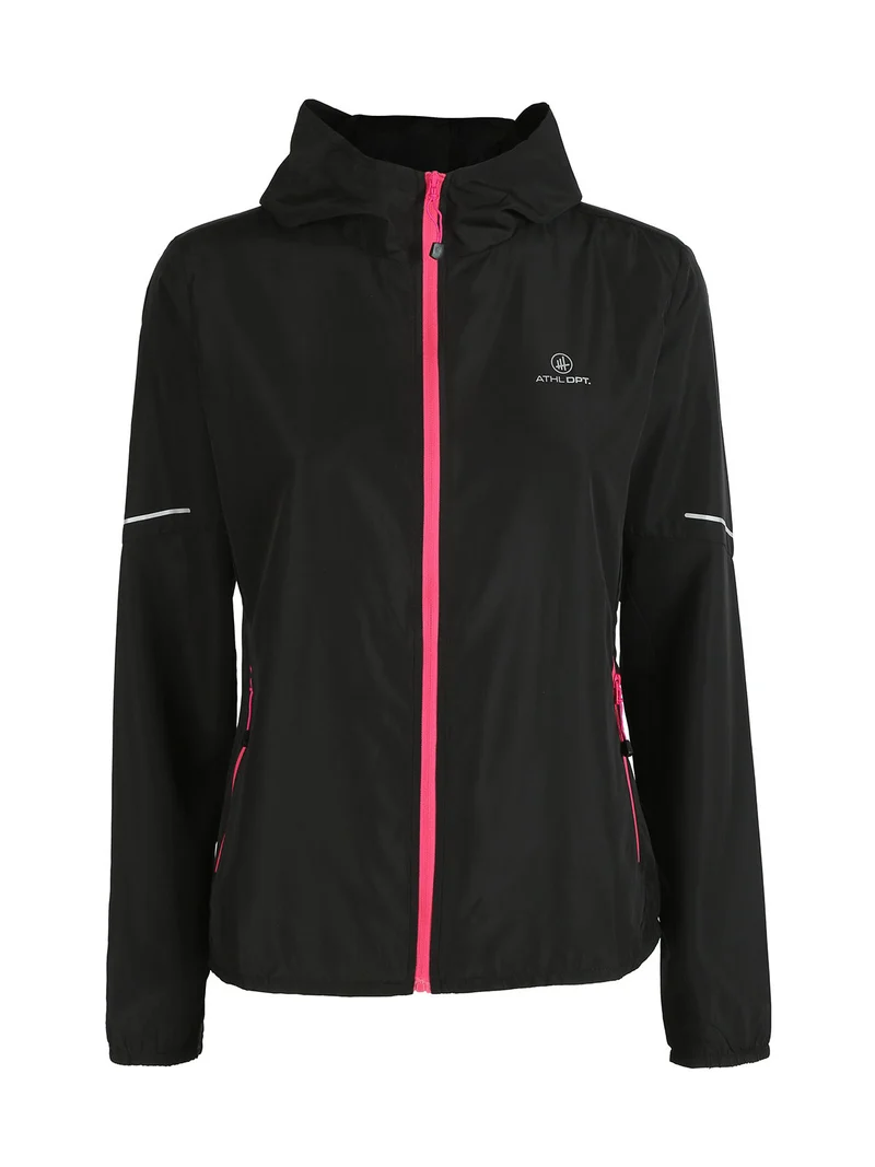 Giacca running da donna con cappuccio - nero