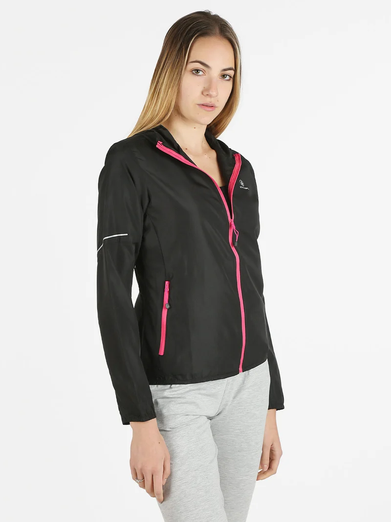 Giacca running da donna con cappuccio - nero