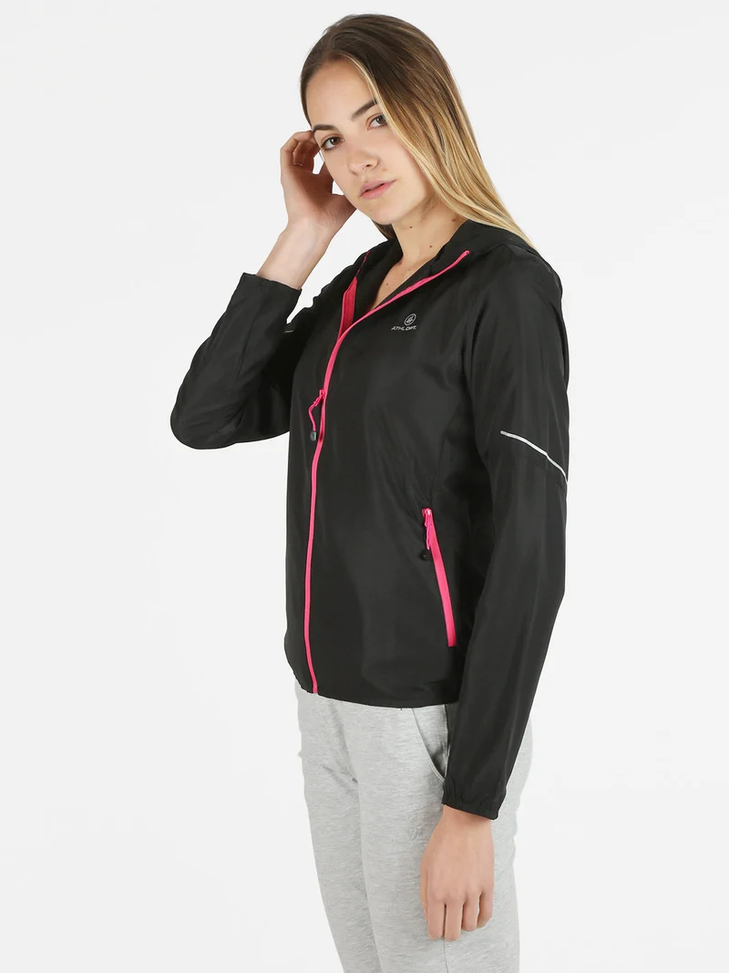 Giacca running da donna con cappuccio - nero