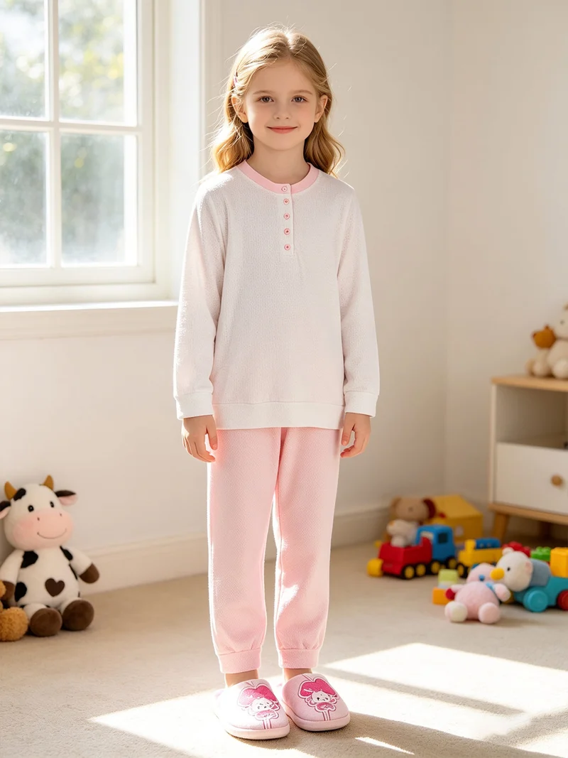 Pigiama a pois in cotone - rosa