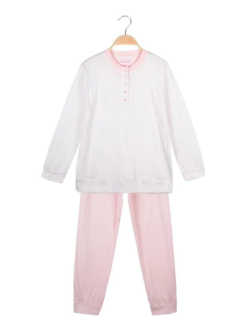Pigiama a pois in cotone - rosa
