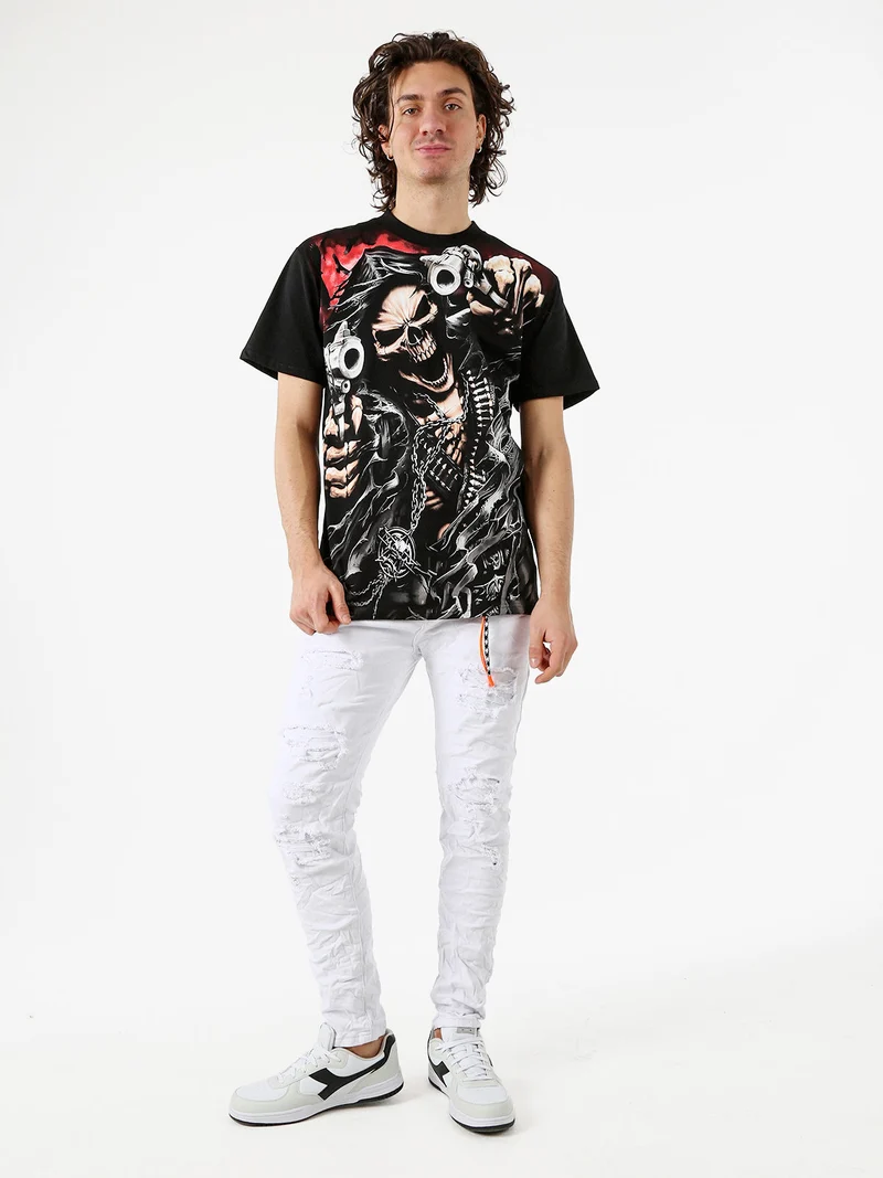 T-shirt da uomo in cotone con stampa - nero