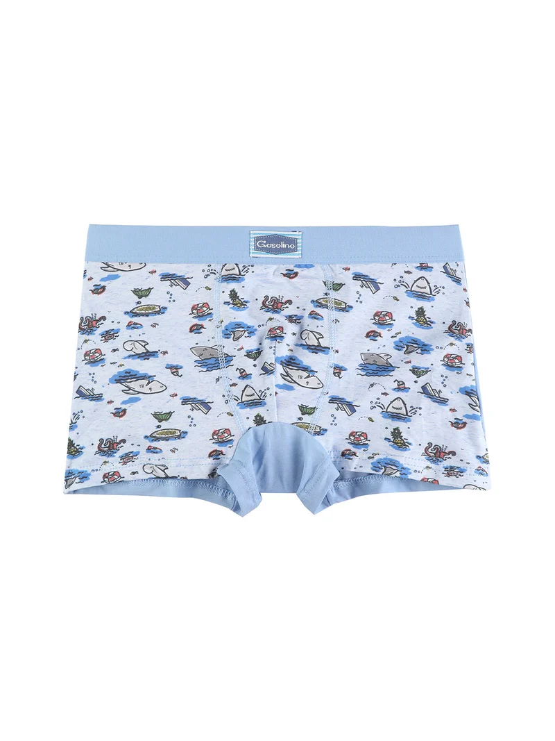 Boxer da bambino con stampa - celeste