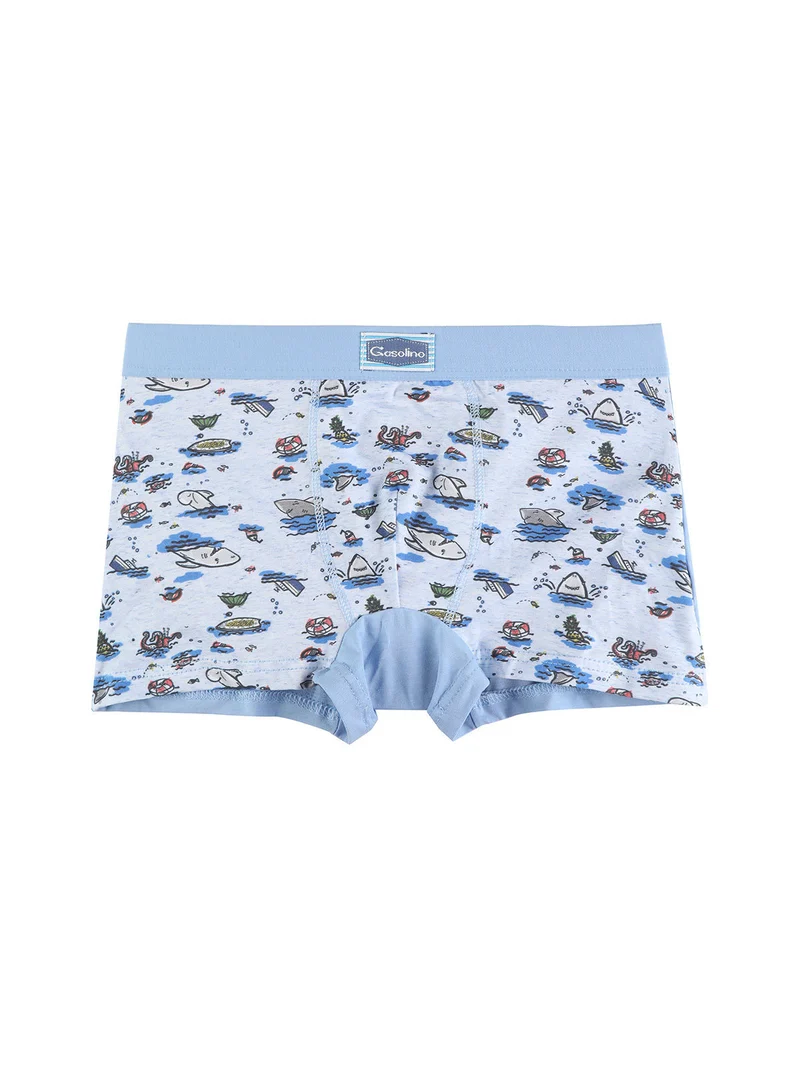 Boxer da bambino con stampa - celeste