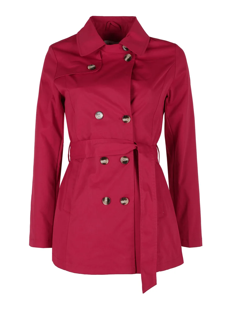 Trench donna con bottoni a doppiopetto - rosso