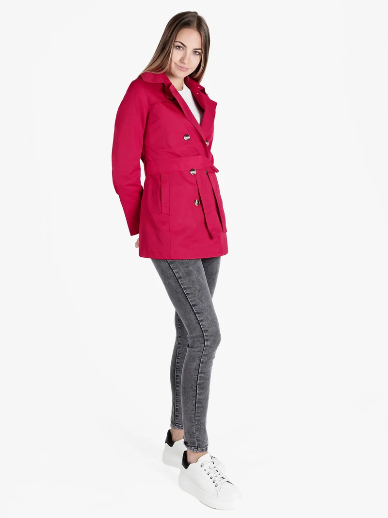 Trench donna con bottoni a doppiopetto - rosso