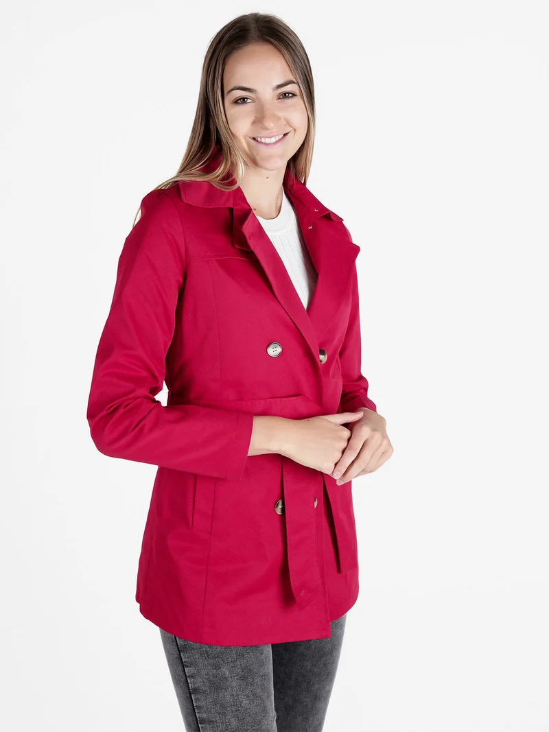 Trench donna con bottoni a doppiopetto - rosso