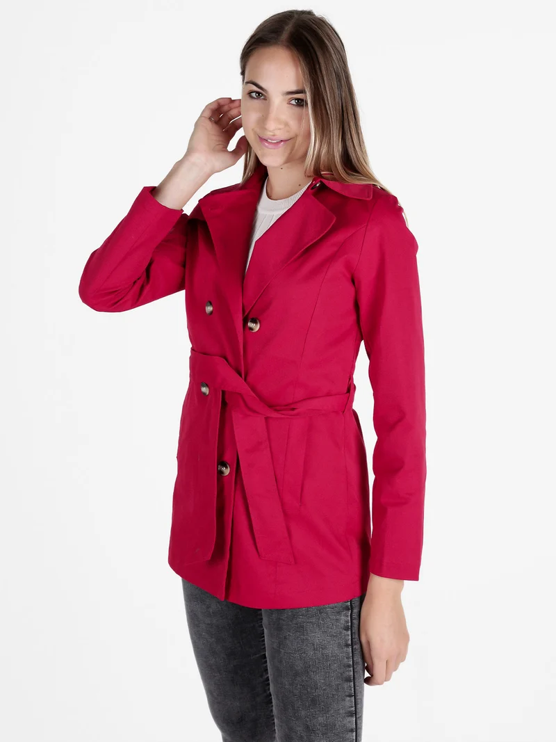 Trench donna con bottoni a doppiopetto - rosso