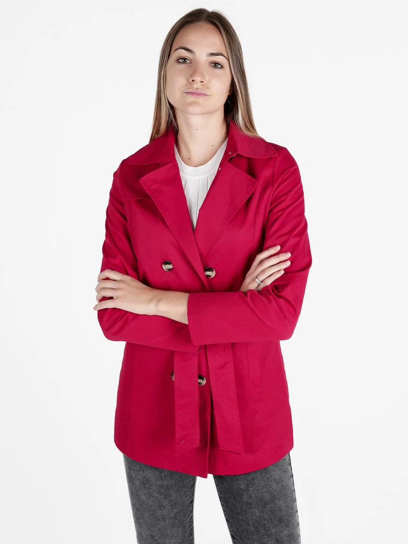 Trench donna con bottoni a doppiopetto - rosso