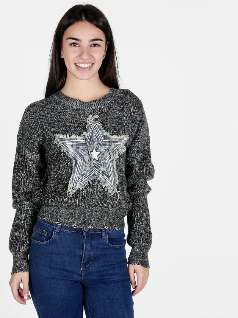 Maglione donna con stella - nero