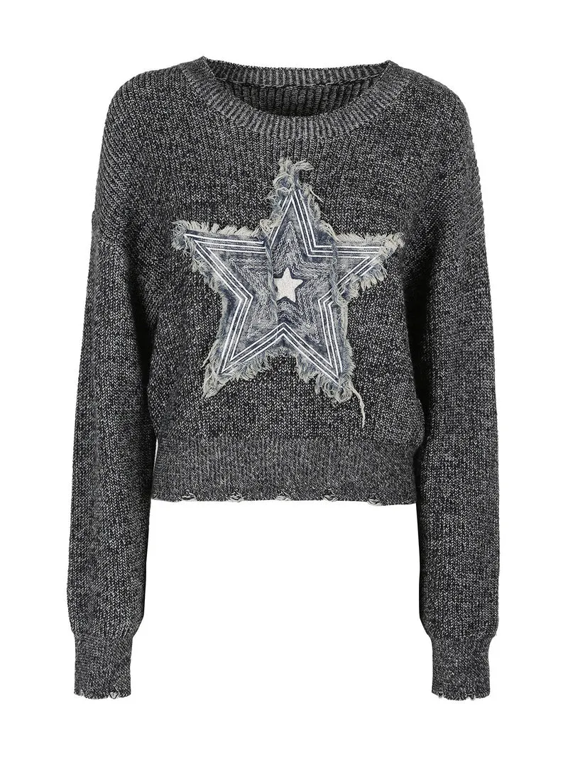 Maglione donna con stella - nero