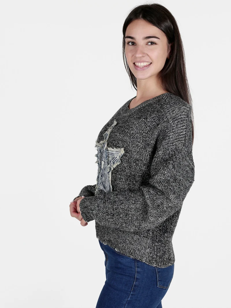 Maglione donna con stella - nero
