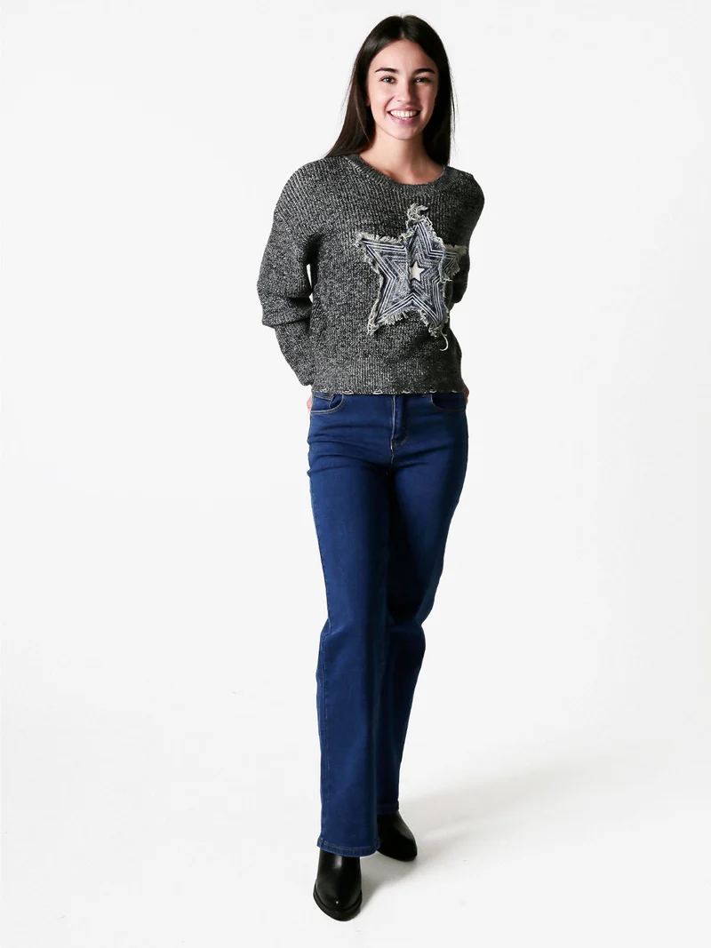 Maglione donna con stella - nero