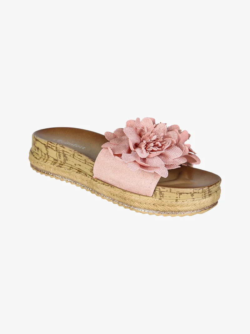 Ciabatte donna con fiore e platform - rosa