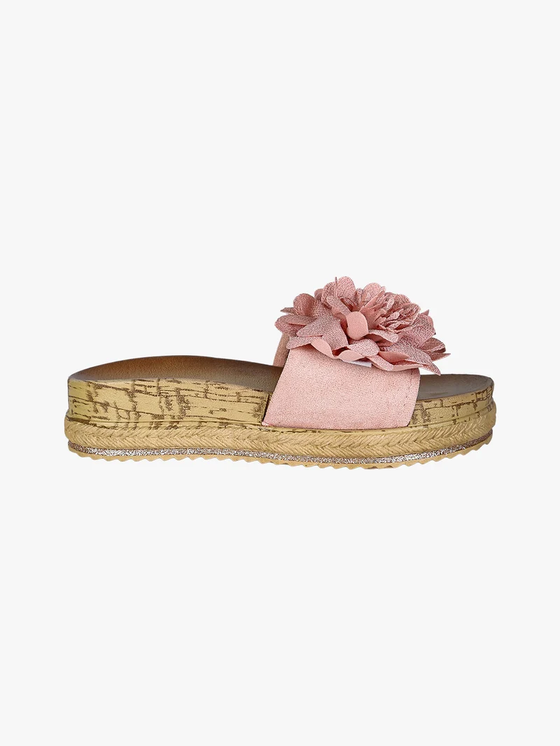 Ciabatte donna con fiore e platform - rosa