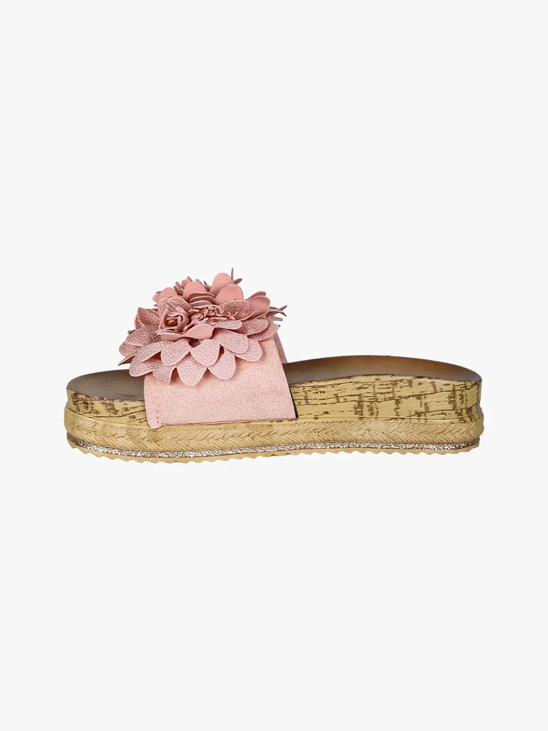 Ciabatte donna con fiore e platform - rosa