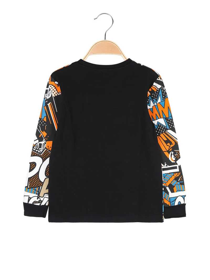 T-shirt da ragazzo a maniche lunghe con stampe - arancione