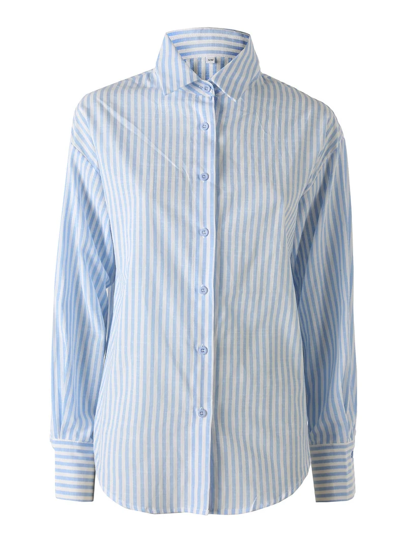 Camicia donna oversize a righe - azzurro
