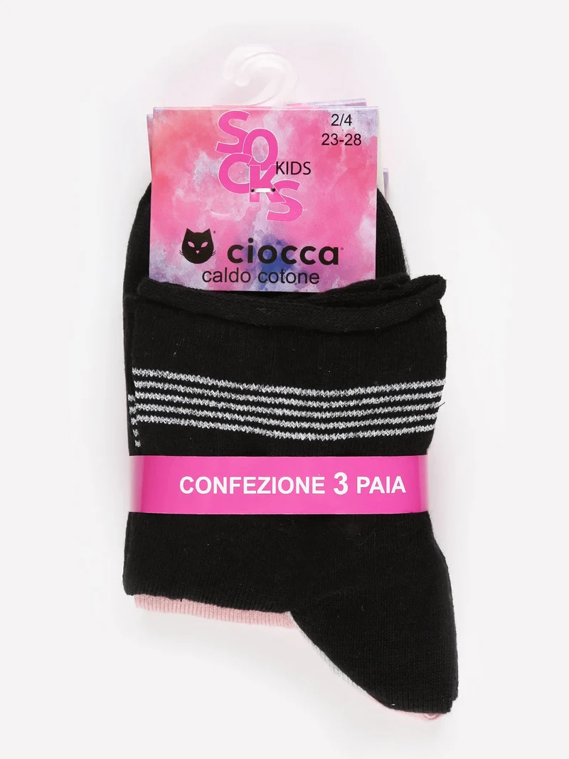 Calze da bambina 3 paia in caldo cotone - nero