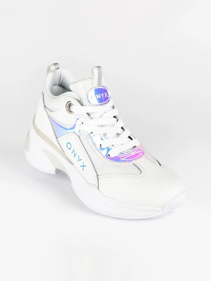 Sneakers stringate con zeppa - bianco