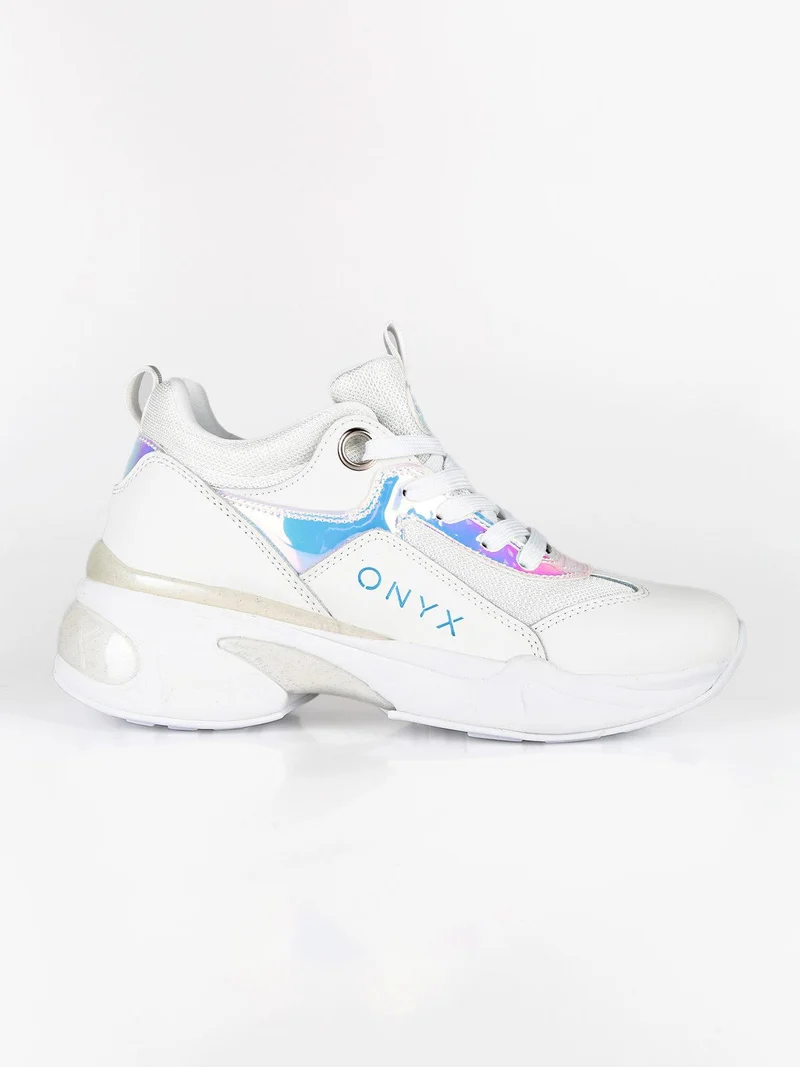 Sneakers stringate con zeppa - bianco
