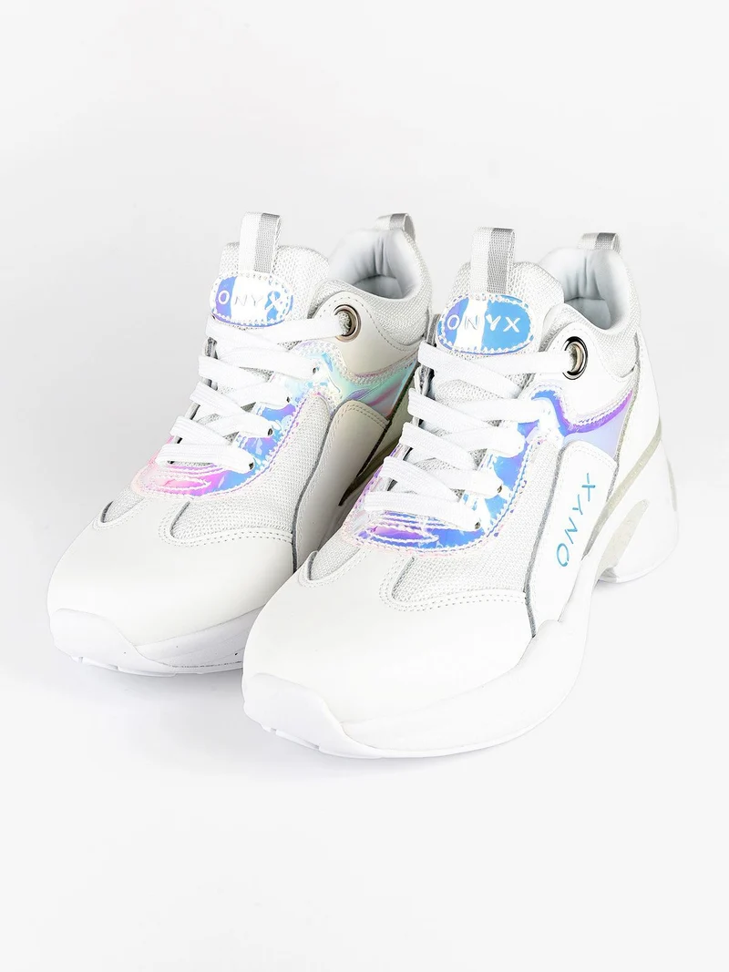 Sneakers stringate con zeppa - bianco