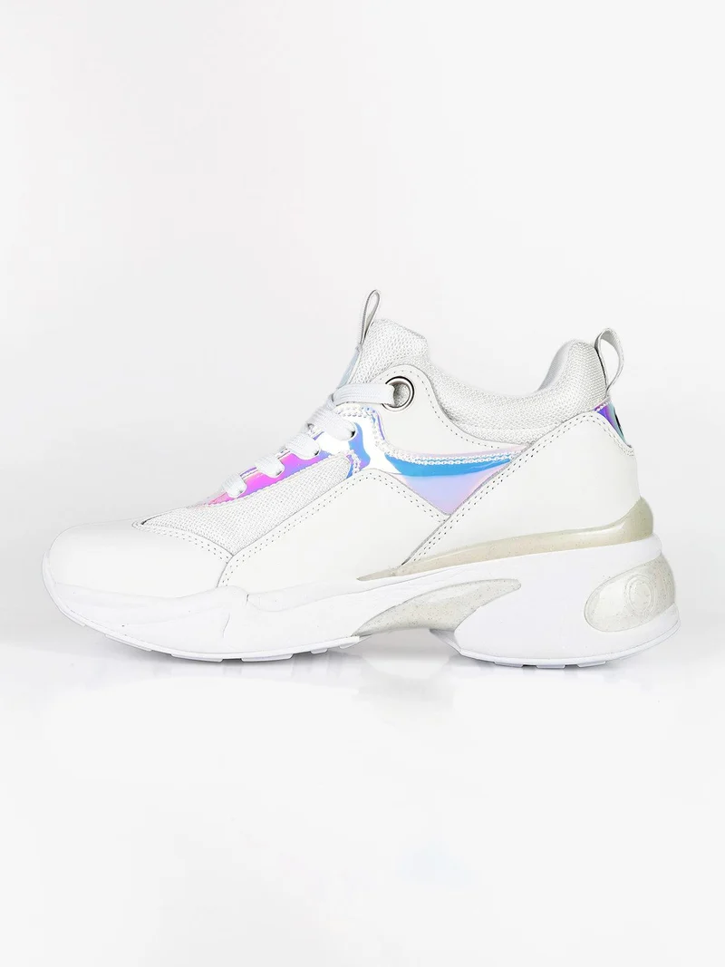 Sneakers stringate con zeppa - bianco