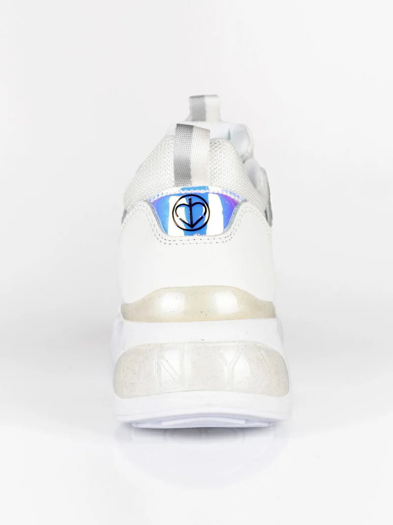 Sneakers stringate con zeppa - bianco