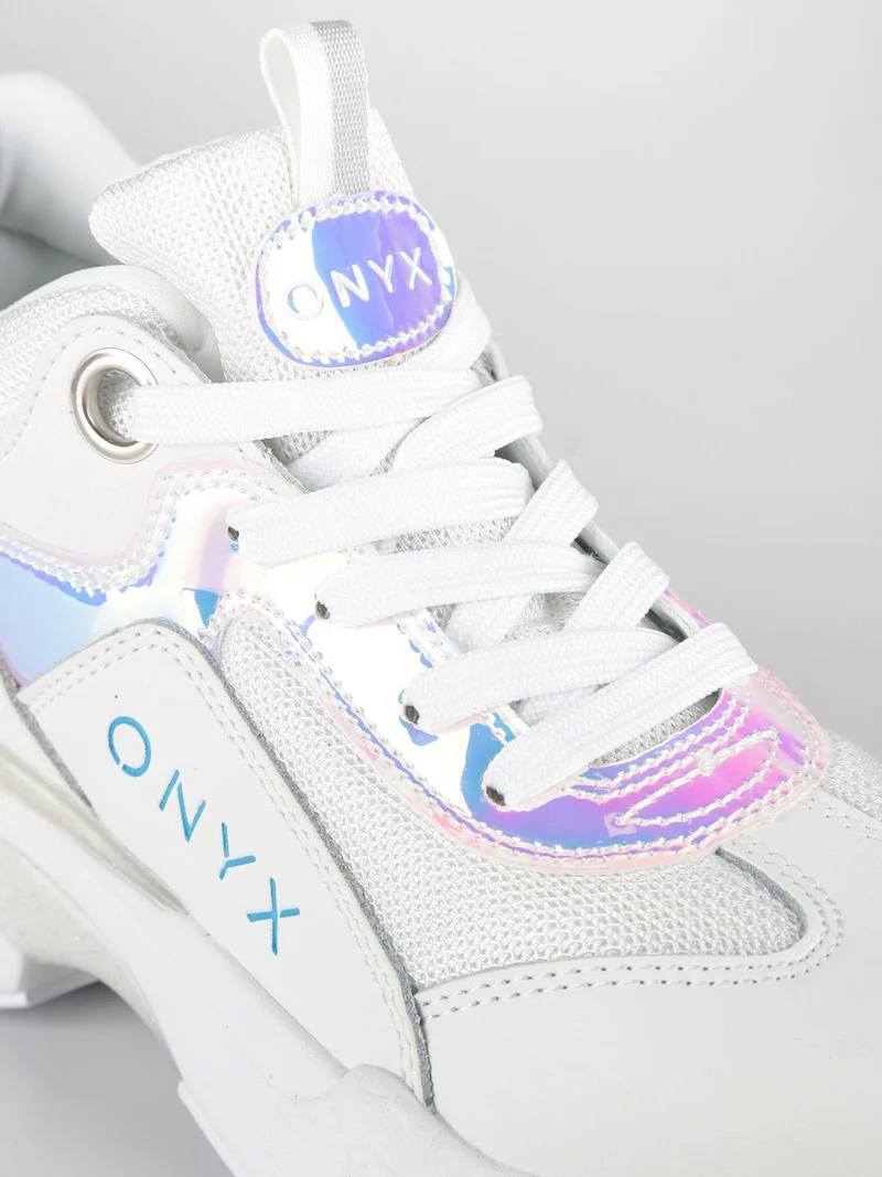 Sneakers stringate con zeppa - bianco