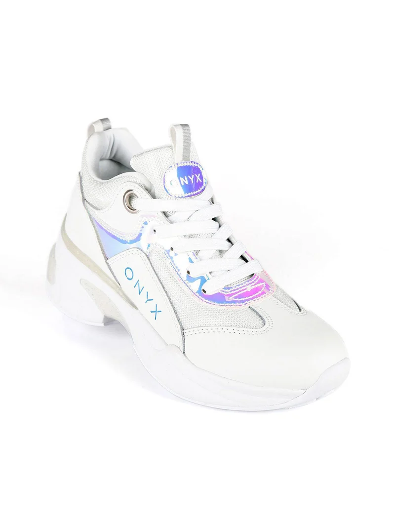 Sneakers stringate con zeppa - bianco