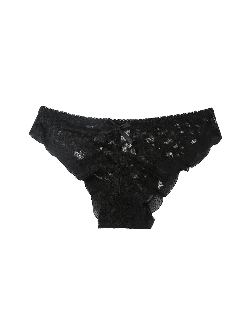 Slip da donna in pizzo - nero