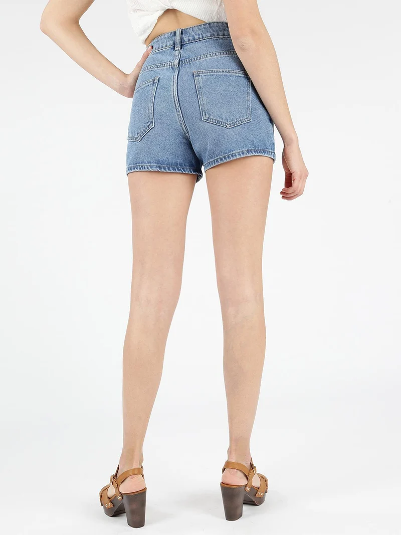Shorts di jeans a vita alta - jeans
