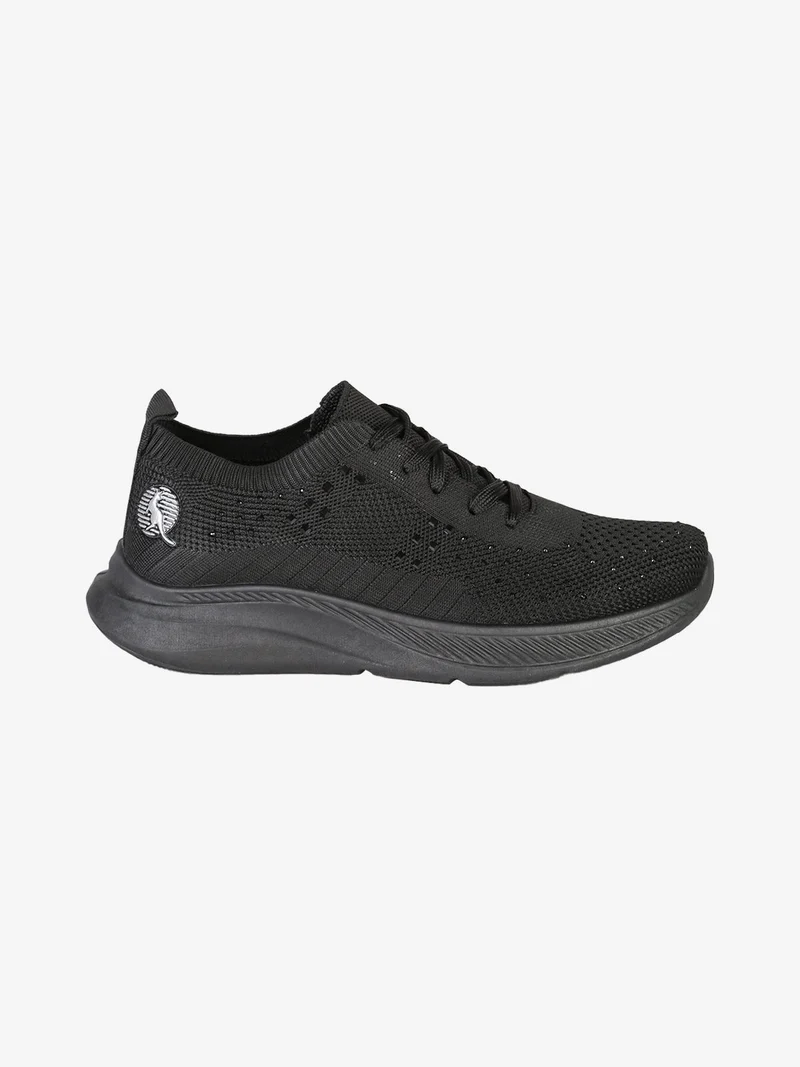 Sneakers sportive da donna in maglia con lustrini - nero