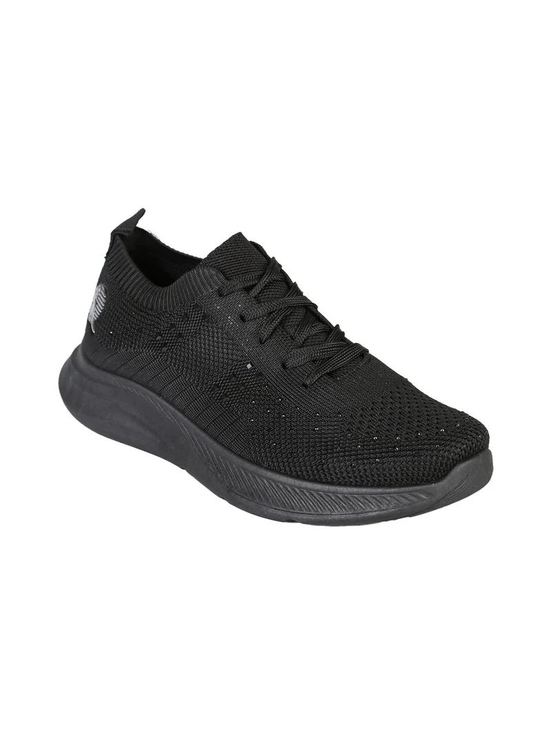 Sneakers sportive da donna in maglia con lustrini - nero