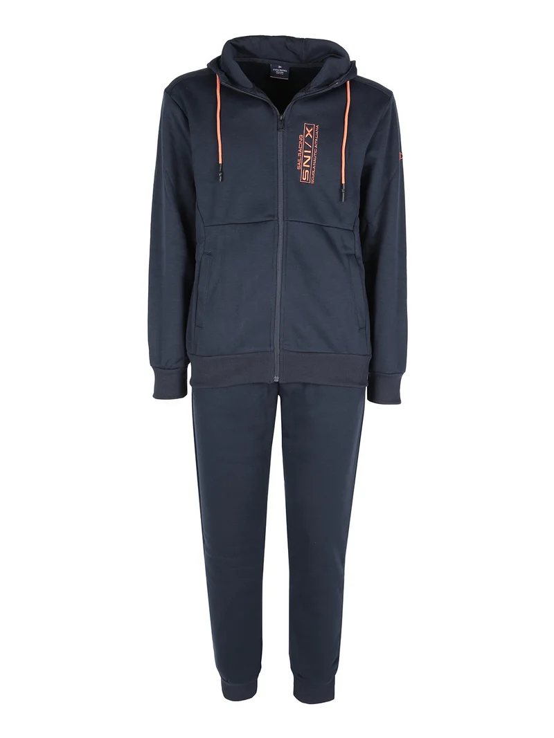 Tuta da uomo 2 pezzi con cappuccio e zip - blu scuro