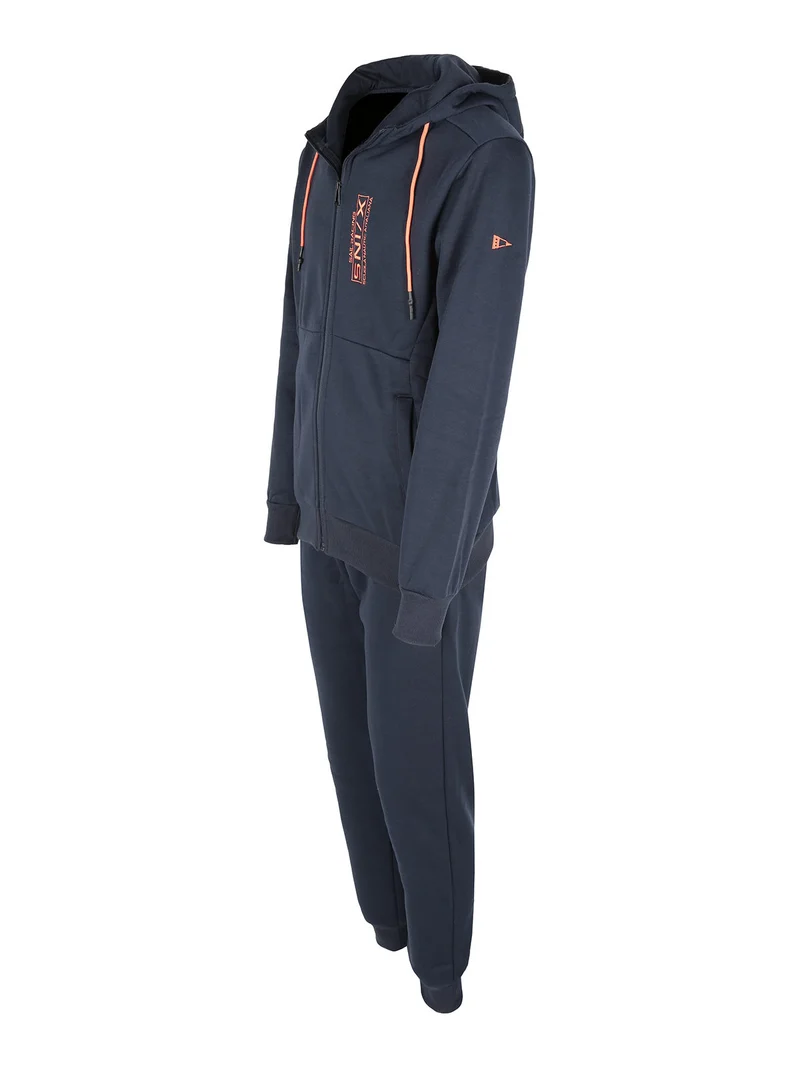 Tuta da uomo 2 pezzi con cappuccio e zip - blu scuro