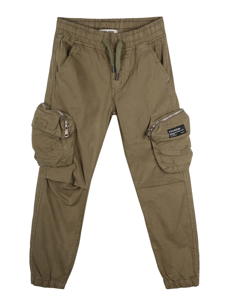 Pantaloni cargo da ragazzo con elastico finale - militare