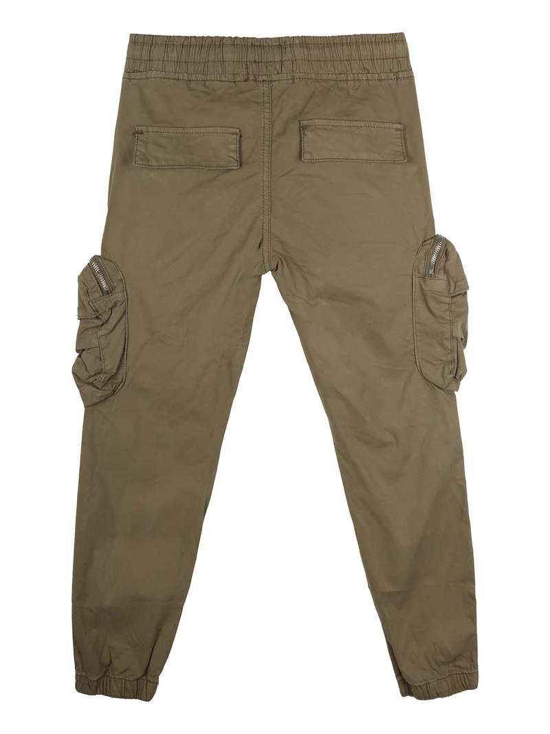 Pantaloni cargo da ragazzo con elastico finale - militare
