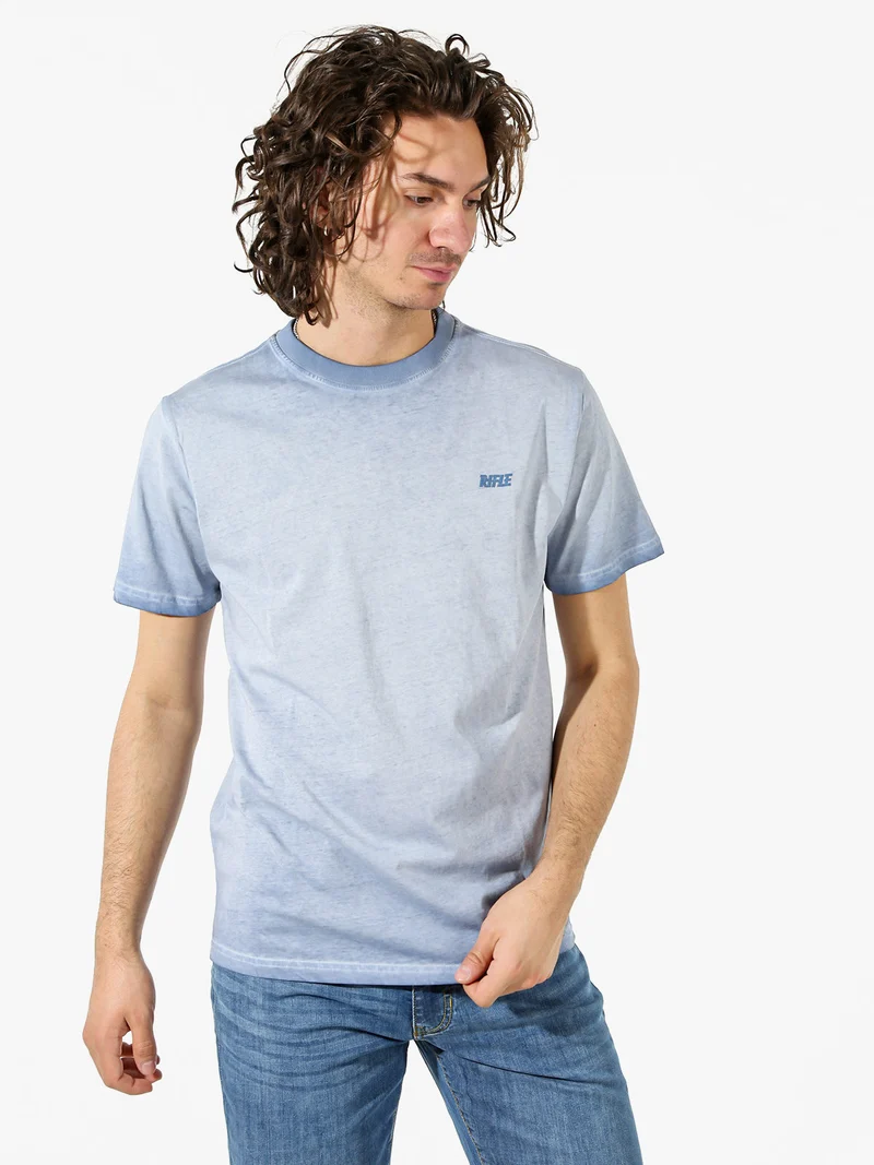 T-shirt girocollo da uomo in cotone con logo - cielo