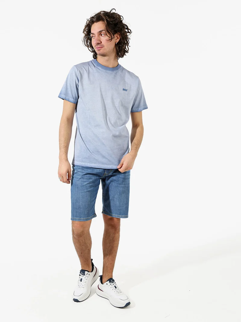 T-shirt girocollo da uomo in cotone con logo - cielo